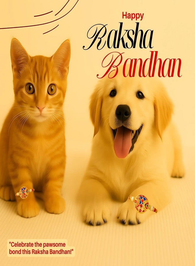 Sage Square Paw Bandhan Rakhi for Dog, Cat & Small Pets | Celebrate Bonds of Love This Raksha Bandhan | Cute Rakhi with Beads, Decorative Threads | Gift for Pet Lovers & Furry Companions (Type 7) - Image 2